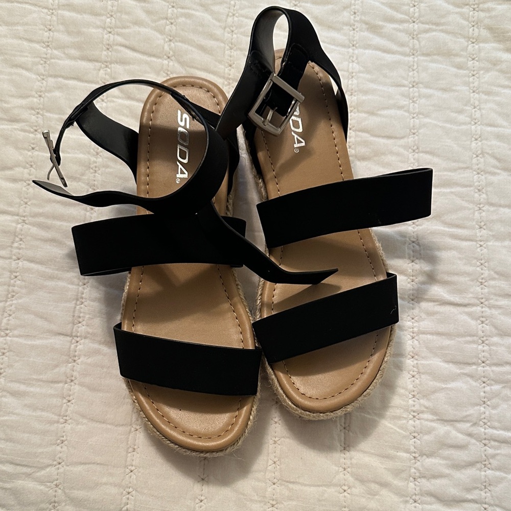 Soda Women's Black Strappy Sandals